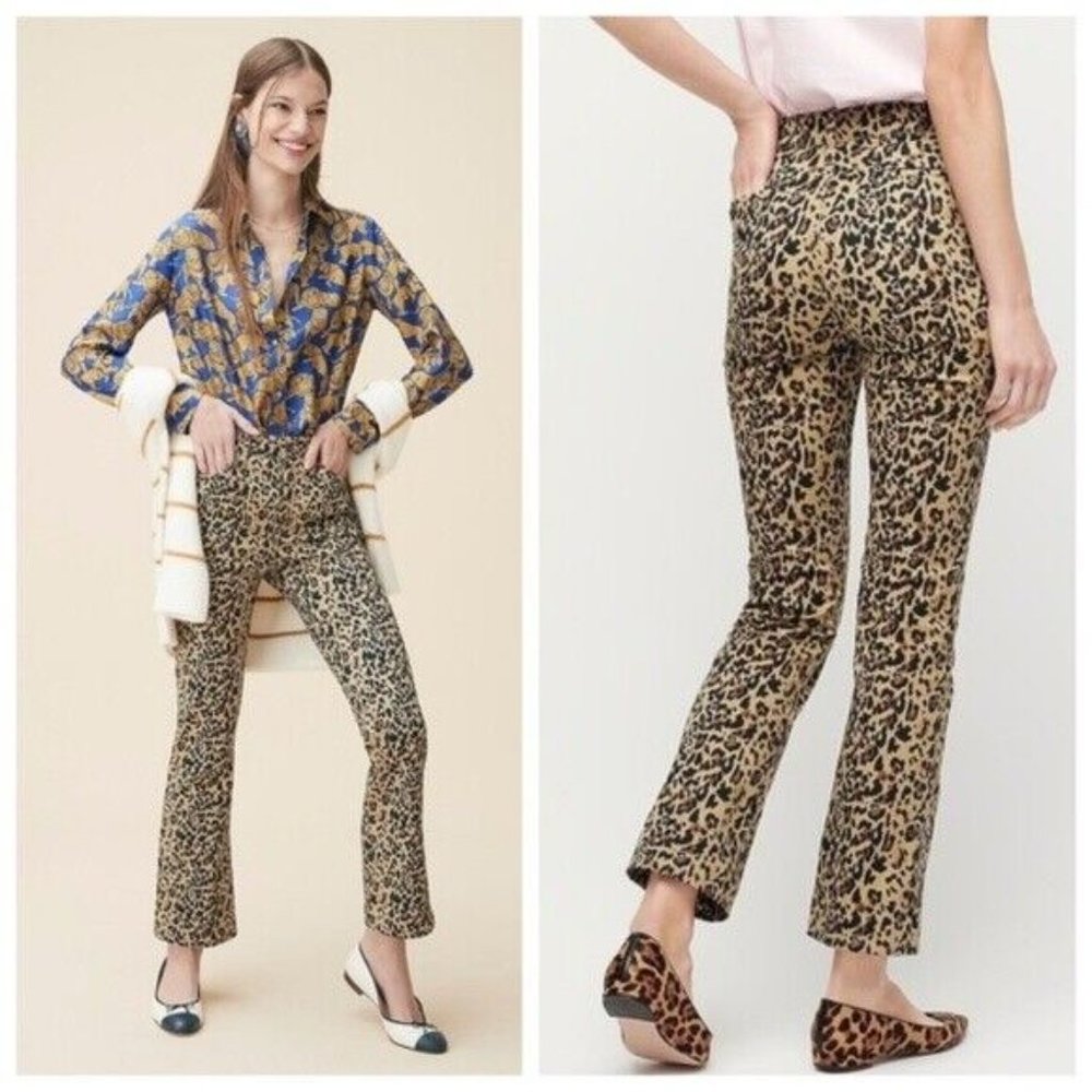 NWT- J crew - Kickout crop pant in leopard print